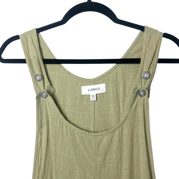 L Space Freya Jumper Relaxed Fit Cotton Jumpsuit Overalls Green Size Medium - Picture 3 of 11